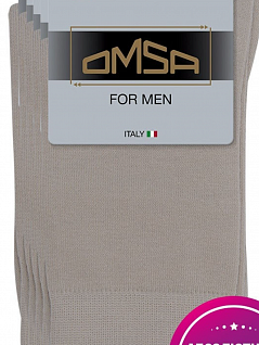 Мужские носки из хлопка c комфортной резинкой Omsa JSECO 401 (5 пар) grigio chiaro min